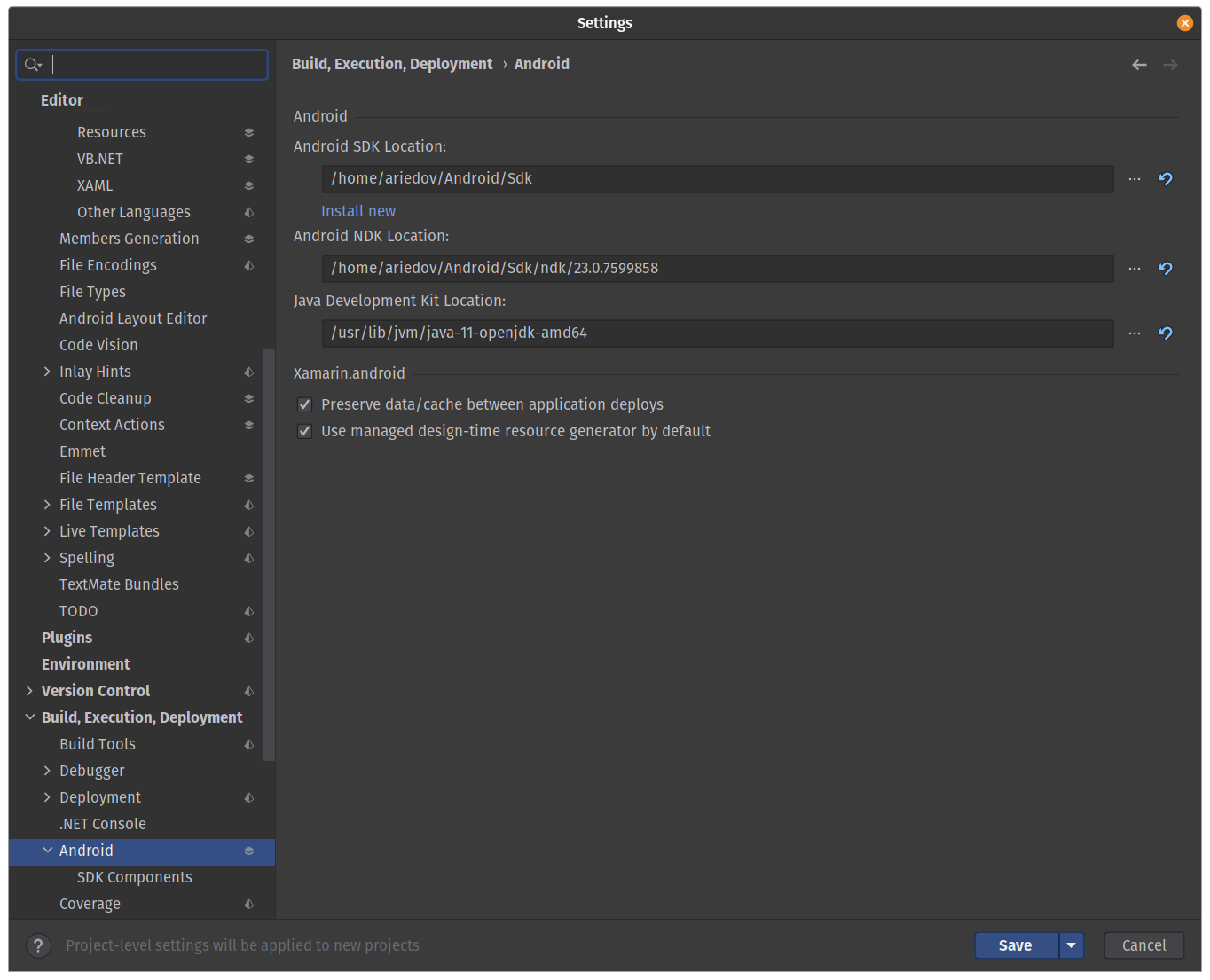 Setup Android SDK in Rider